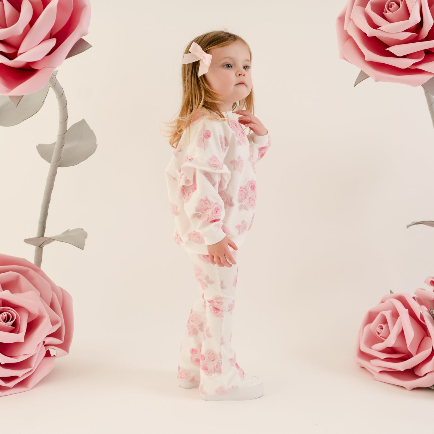 PRE ORDER Little A Girls White Rose Print Tracksuit Dakota