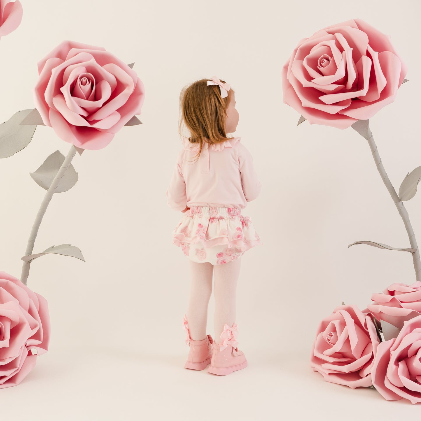 PRE ORDER Little A Girls Pink Rose Print Pant Set Deena