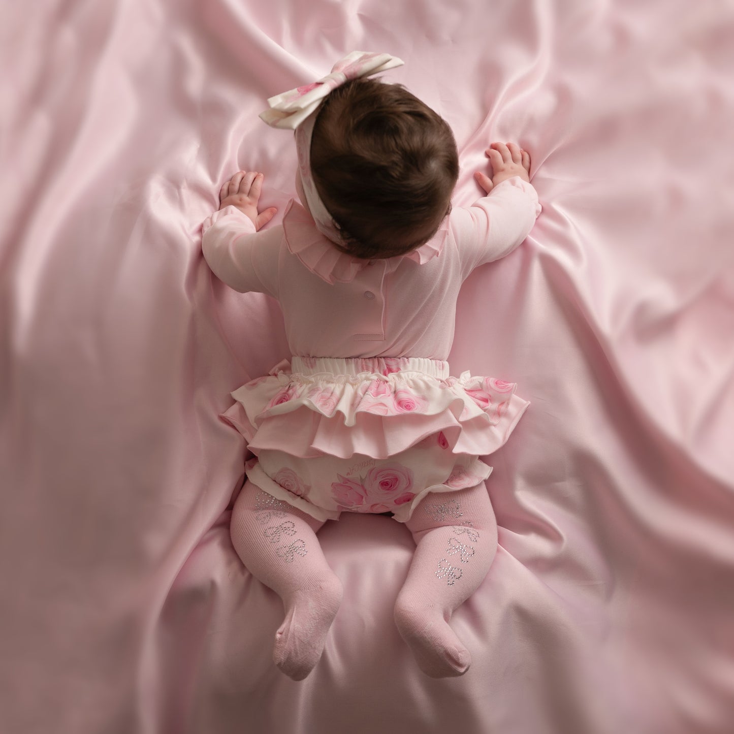 PRE ORDER Little A Girls Pink Rose Print Pant Set Deena