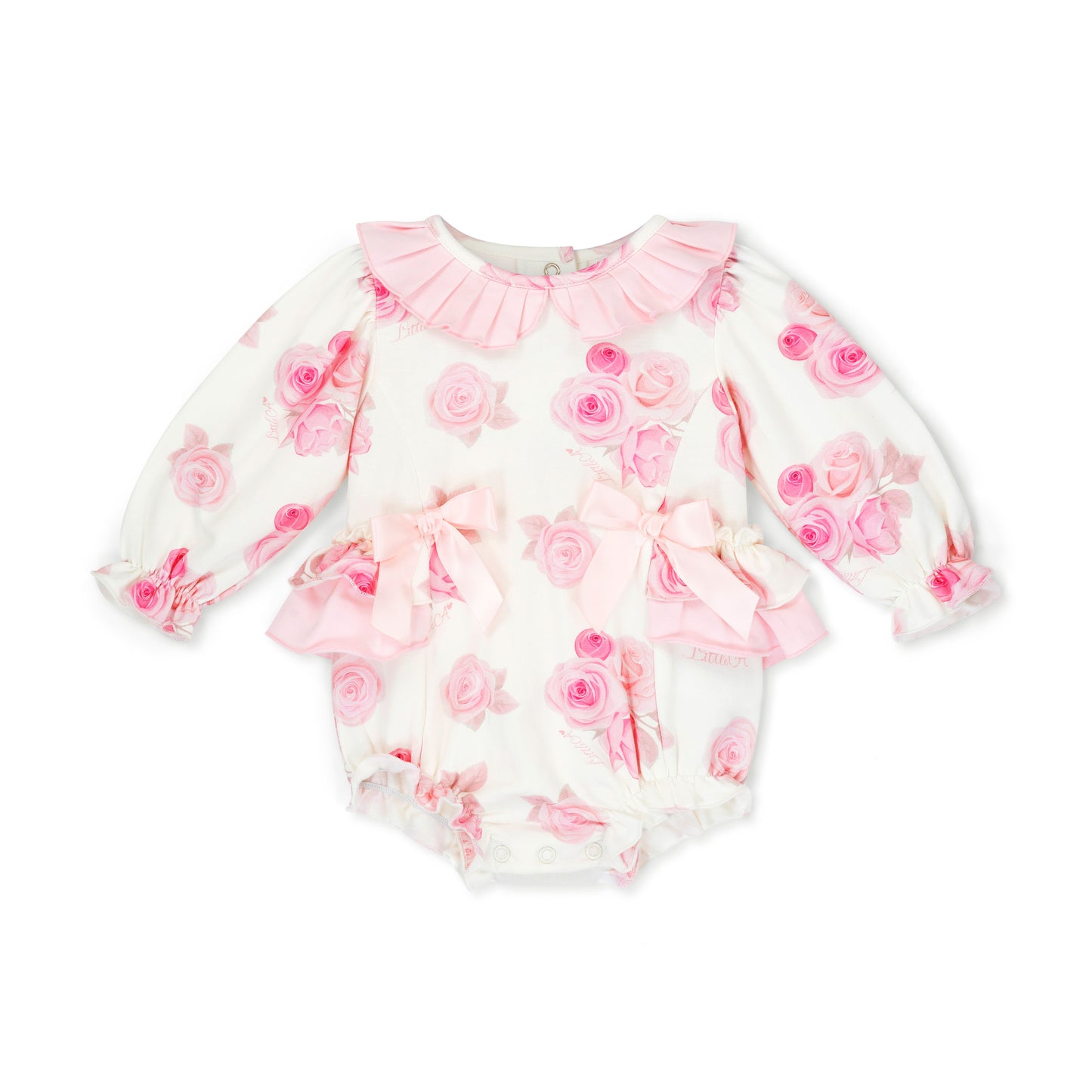 PRE ORDER Little A Girls White Rose Print Romper Della