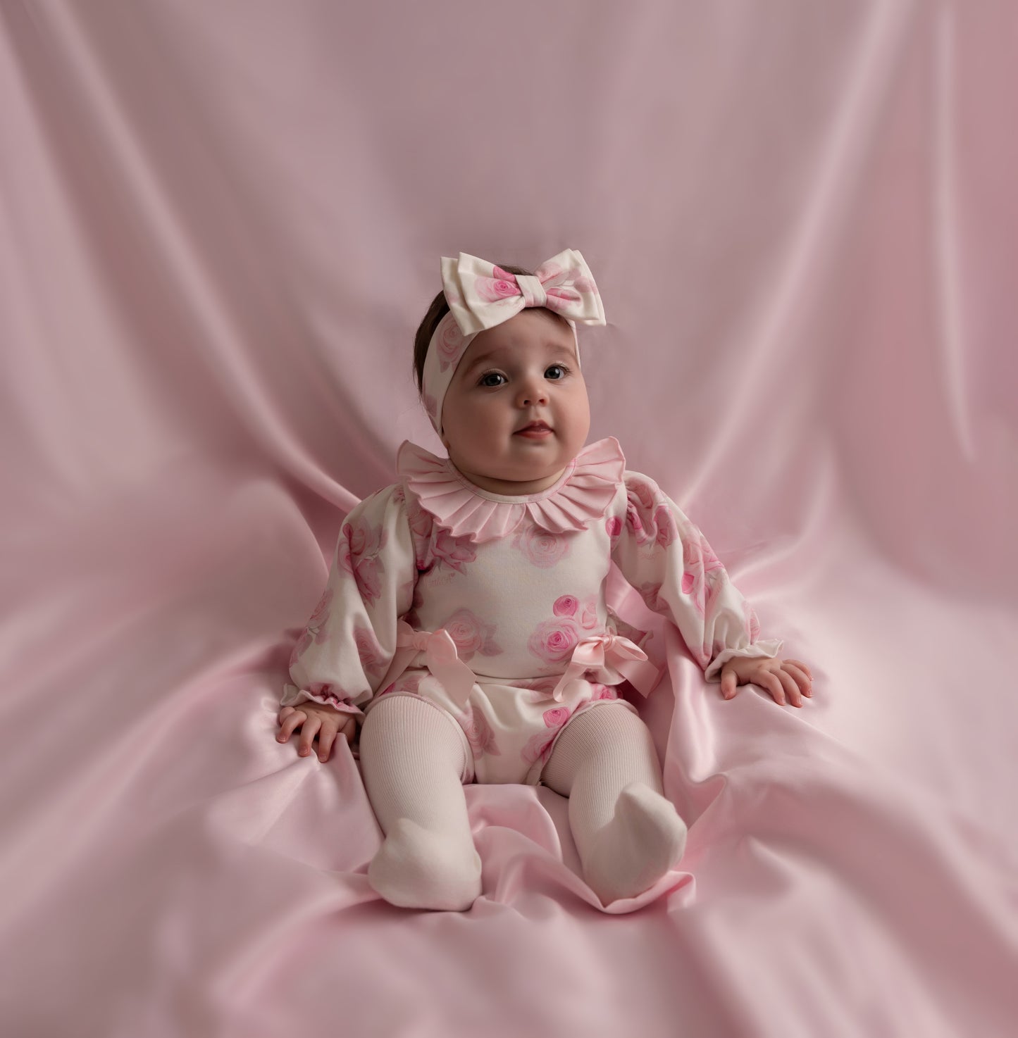 PRE ORDER Little A Girls White Rose Print Romper Della