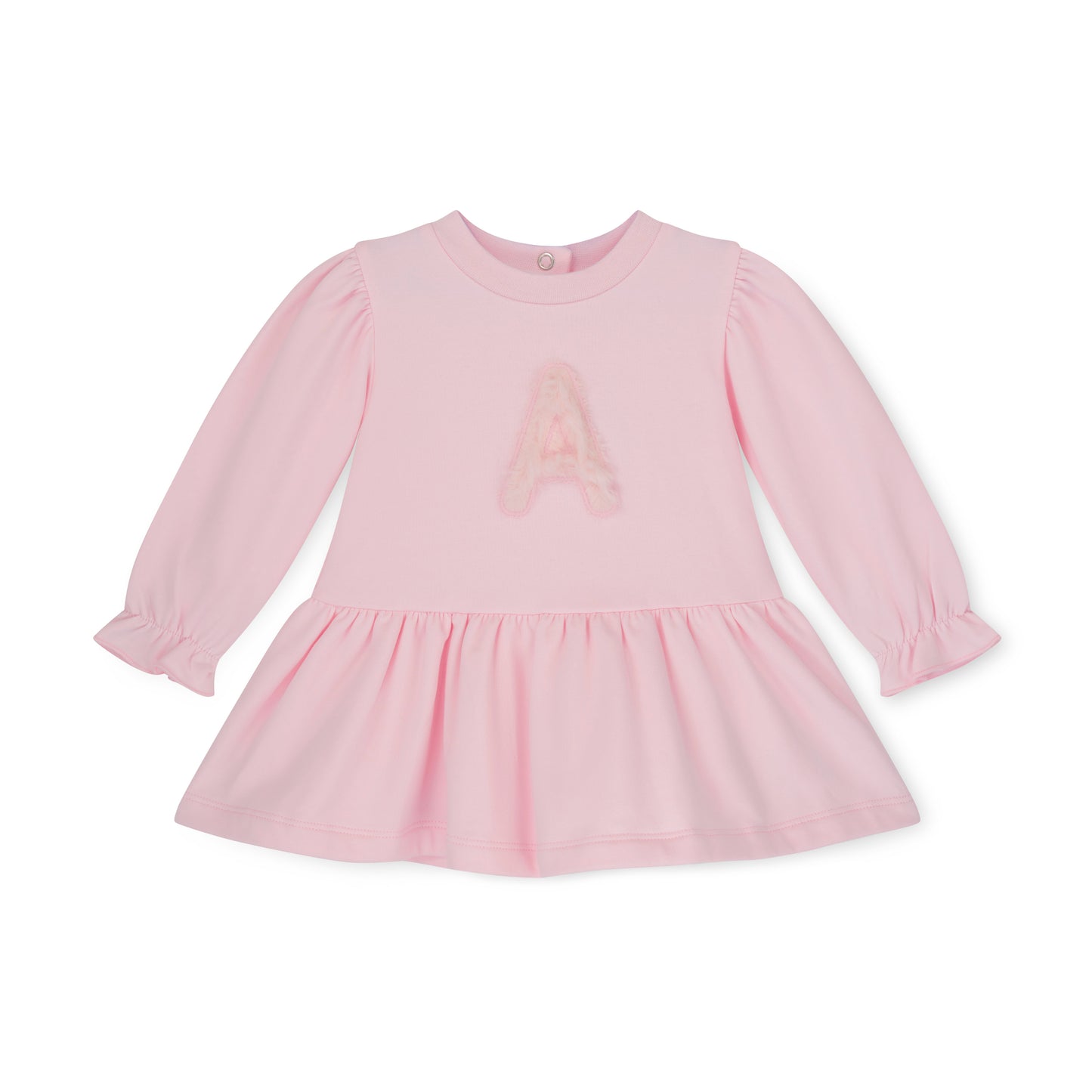 PRE ORDER Little A Baby Girls Pink Fur Initial Dress Dream