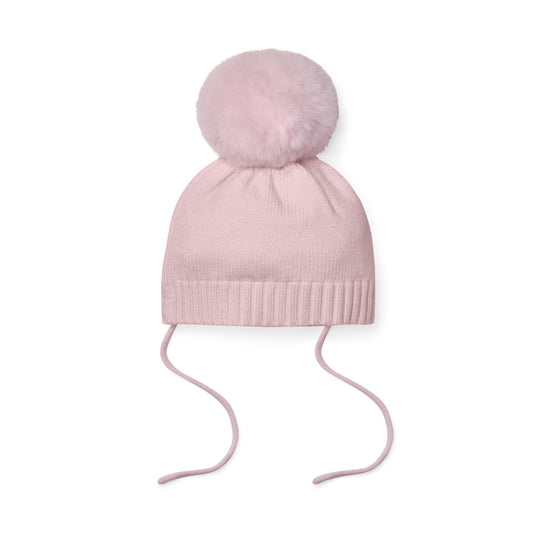 PRE ORDER Little A Girls Pink Knitted Pom Pom Hat Diamond