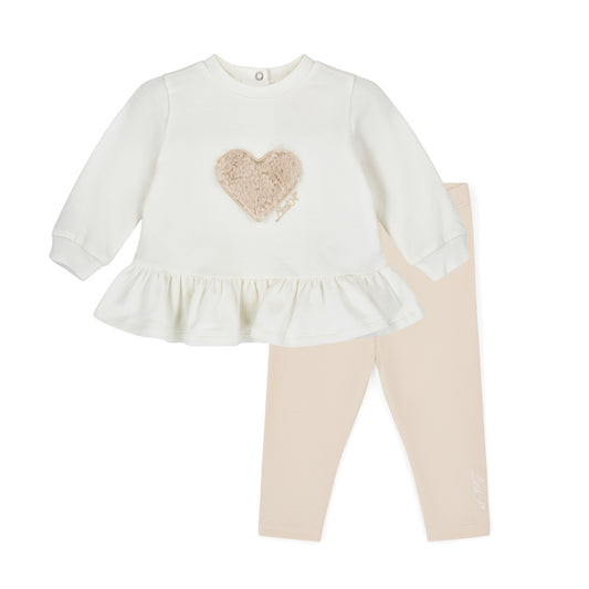 PRE ORDER Little A Baby White Fur Heart Legging Set Demi