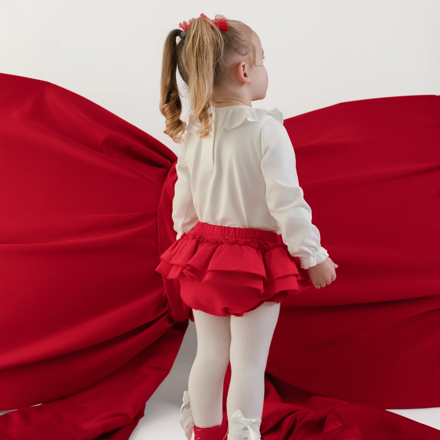 PRE ORDER Little A Baby Girls White Frilly Pant Set Eva
