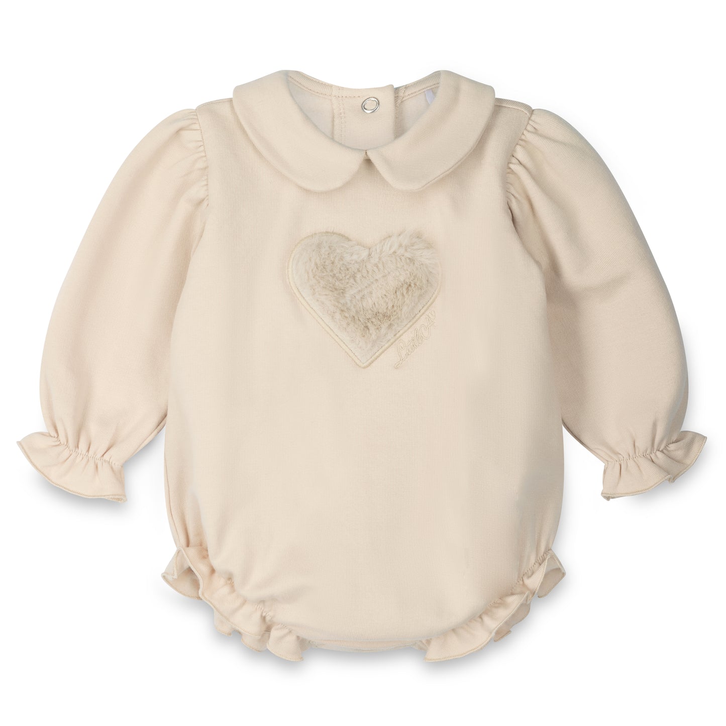 PRE ORDER Little A Baby Beige Fur Heart Romper Erin