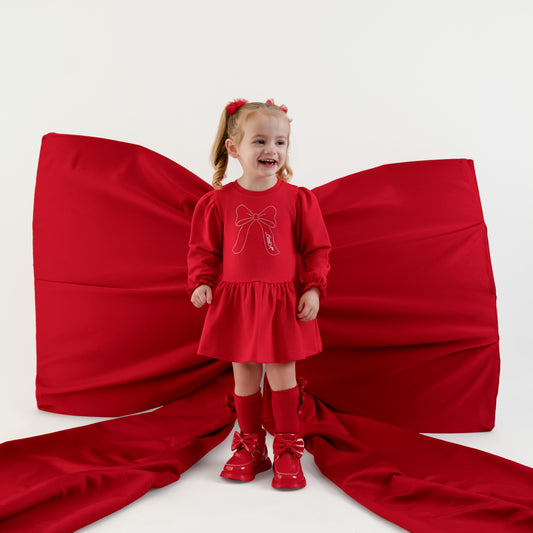 PRE ORDER Little A Baby Girls Red Sweater Dress Esme