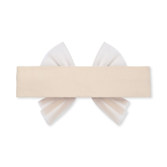 PRE ORDER Little A Girls Beige Tulle Bow Headband Elena