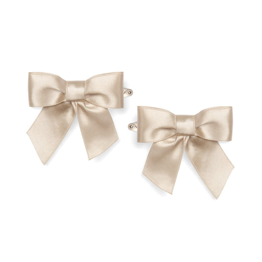PRE ORDER Little A Girls Beige Satin Bow Hairclips Denver