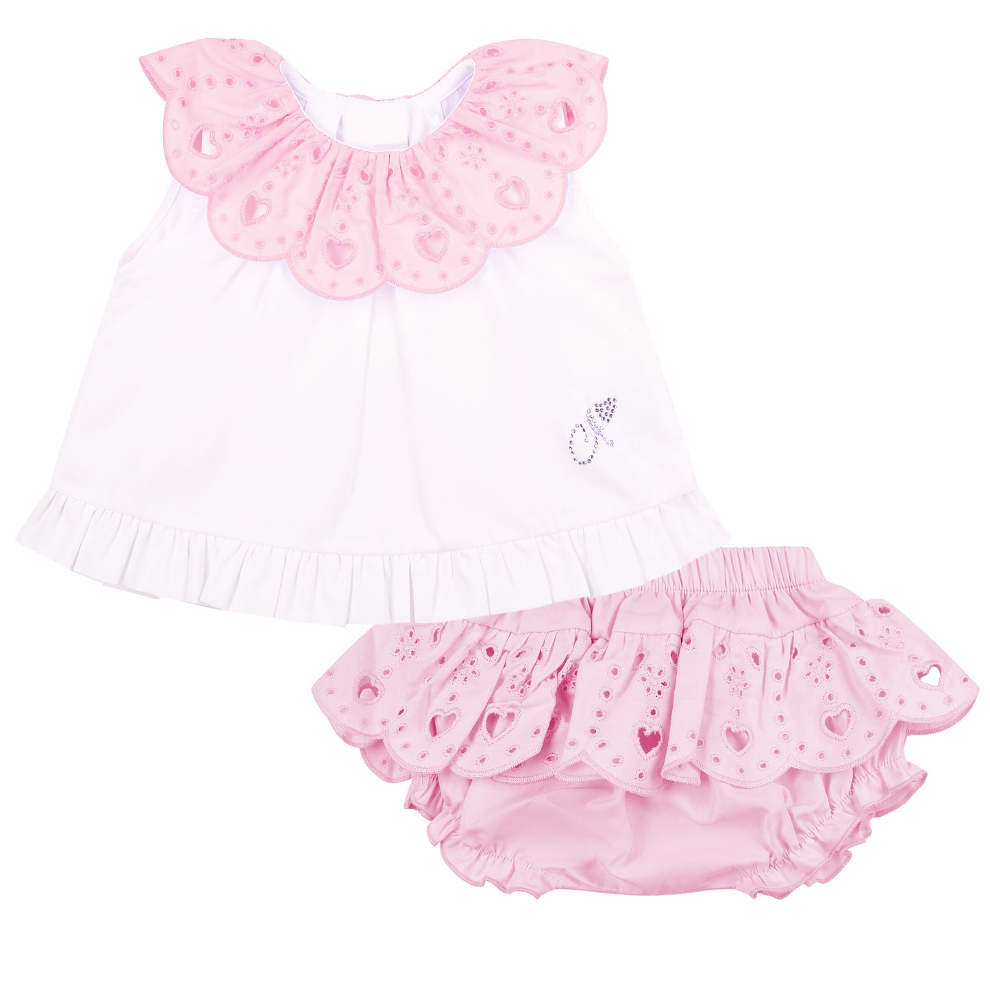 Little A White Broderie Anglaise Jam Pant Set Orla