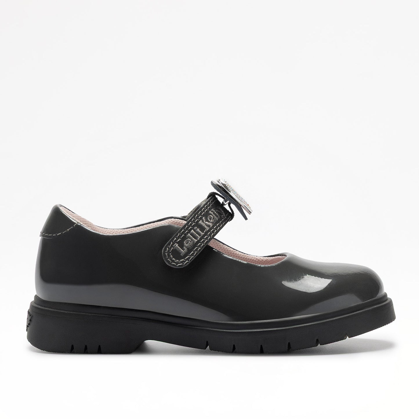Lelli Kelly Grey Loveheart Patent School Shoes Sabrina