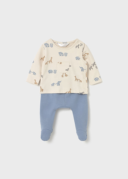 Mayoral Baby Boy Dusty Blue Animal Two Piece Set 2567