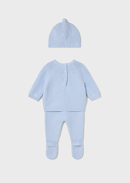 Mayoral Baby Boy Blue Knitted Two Piece Set and Hat 2564