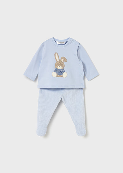 Mayoral Baby Boy Blue Velour Two Piece Set 2566