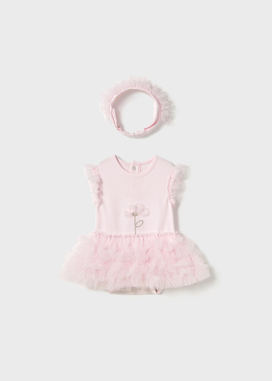 PRE ORDER Mayoral Baby Girl Pink Tutu Romper & Headband 1756