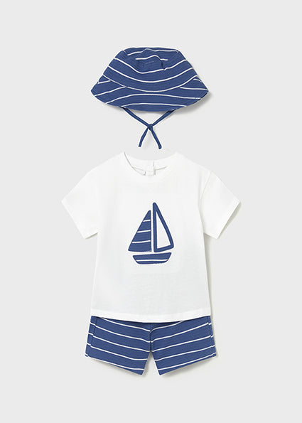 Mayoral Baby Boys Navy Short Set & Hat 1666
