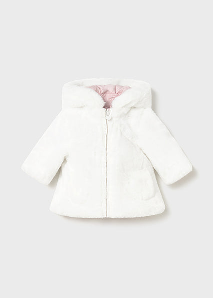 Mayoral Baby Girl Pink & White Fur Reversible Coat 2404