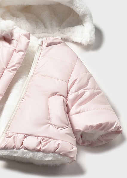 Mayoral Baby Girl Pink & White Fur Reversible Coat 2404