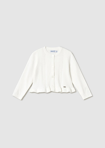 Mayoral Cream Knit Ruffle Cardigan 1398