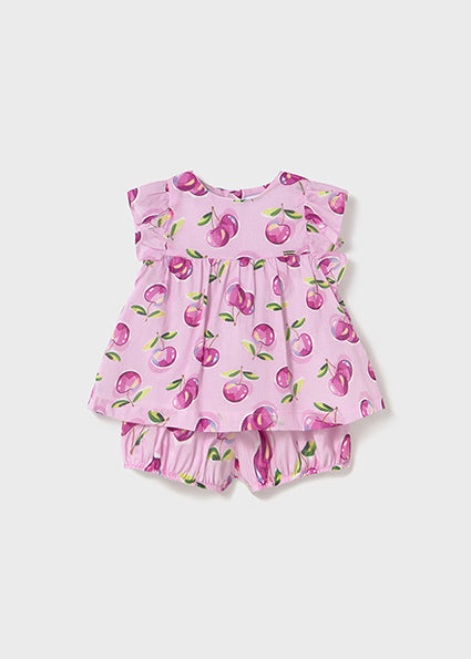 Mayoral Baby Girls Purple Cherry Print Short Set 1238