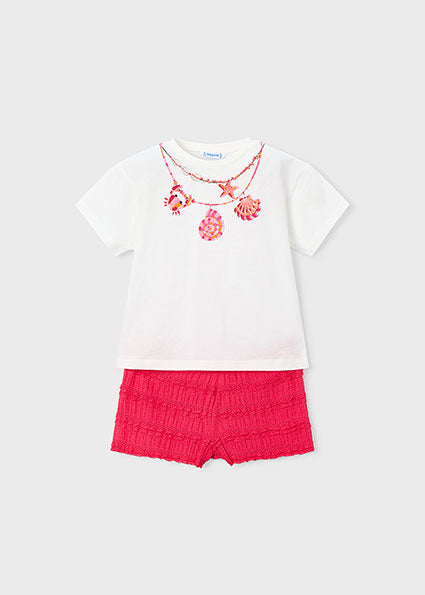Mayoral Girls Bright Red Knit Short Set 3231