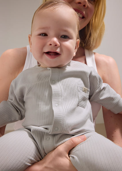 PRE ORDER Mayoral Unisex Baby Grey Ribbed Onesie 1726