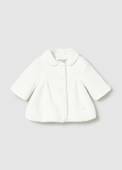 Mayoral Baby Girls White Textured Soft Coat 2401