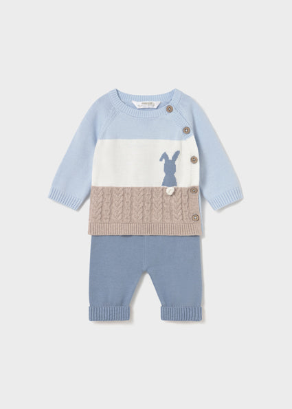 Mayoral Baby Blue Knitted Bunny Two Piece Set 2569
