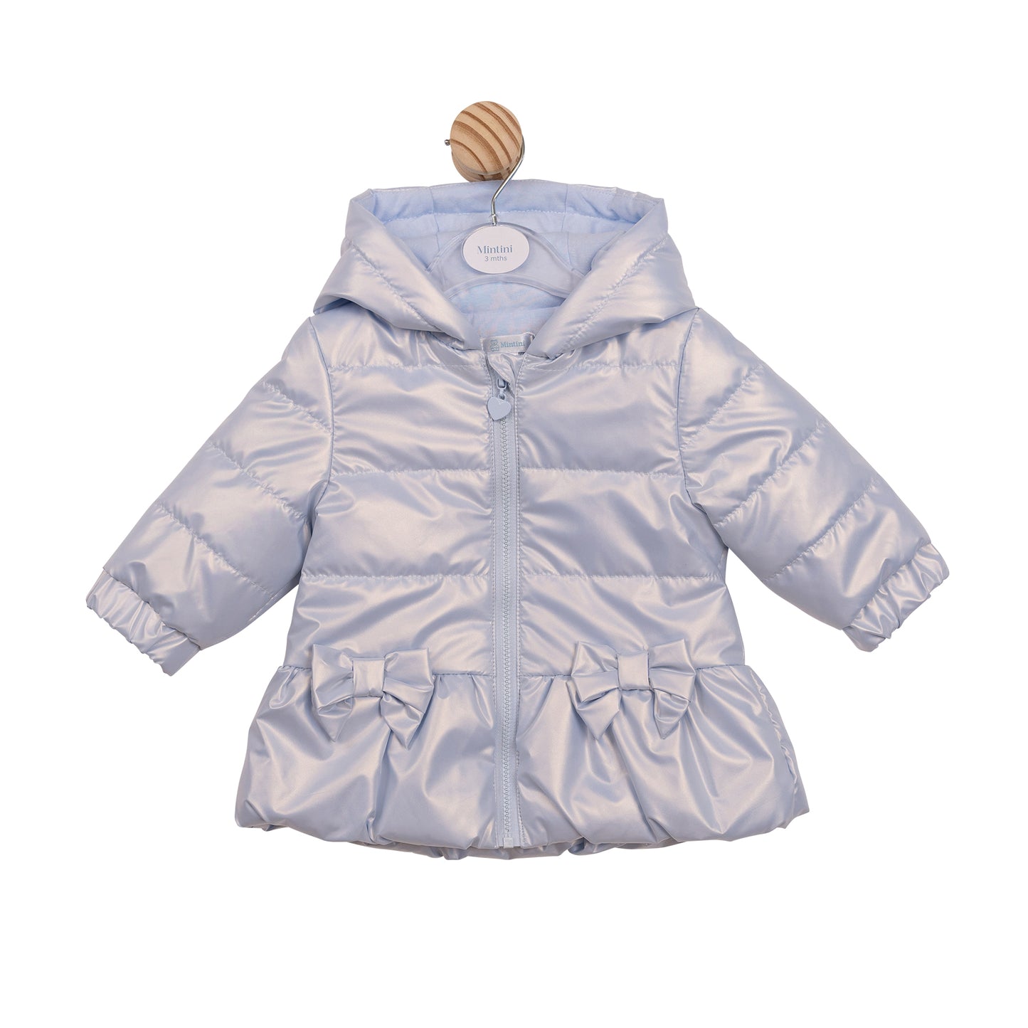 Mintini Baby Girls Blue Bow Metallic Jacket 6864