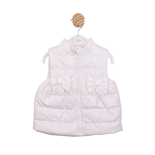 Mintini Baby Girl White Metallic Bow Gilet 6867