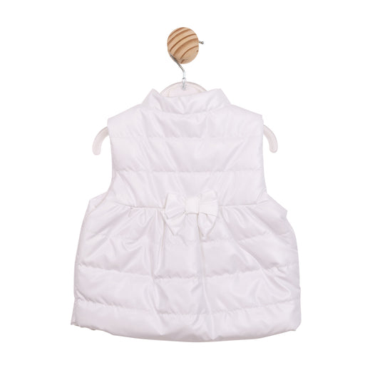 Mintini Baby Girl White Metallic Bow Gilet 6867