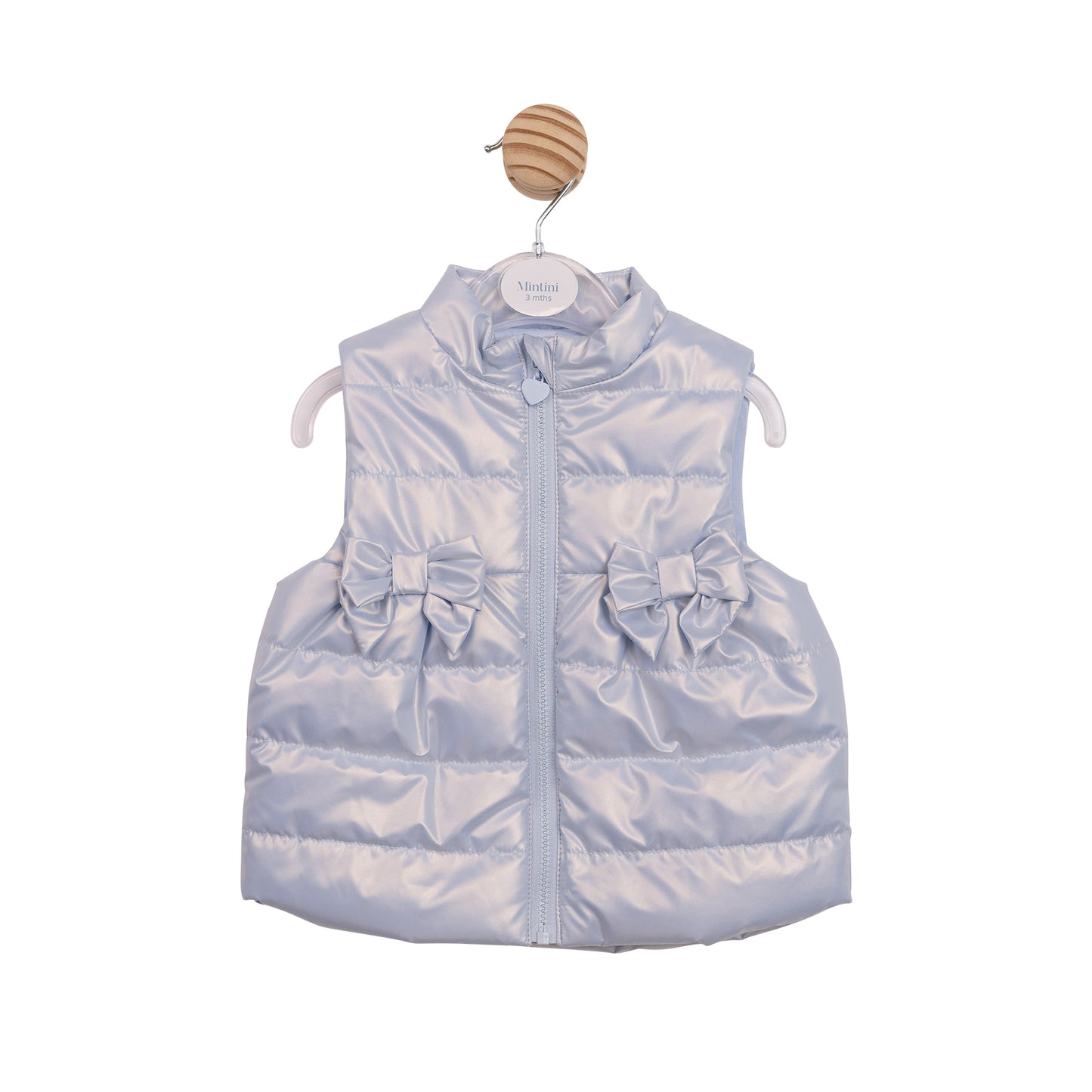 Mintini Baby Girl Blue Metallic Bow Gilet 6868