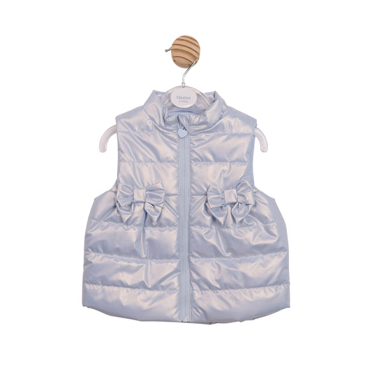 Mintini Baby Girl Blue Metallic Bow Gilet 6868