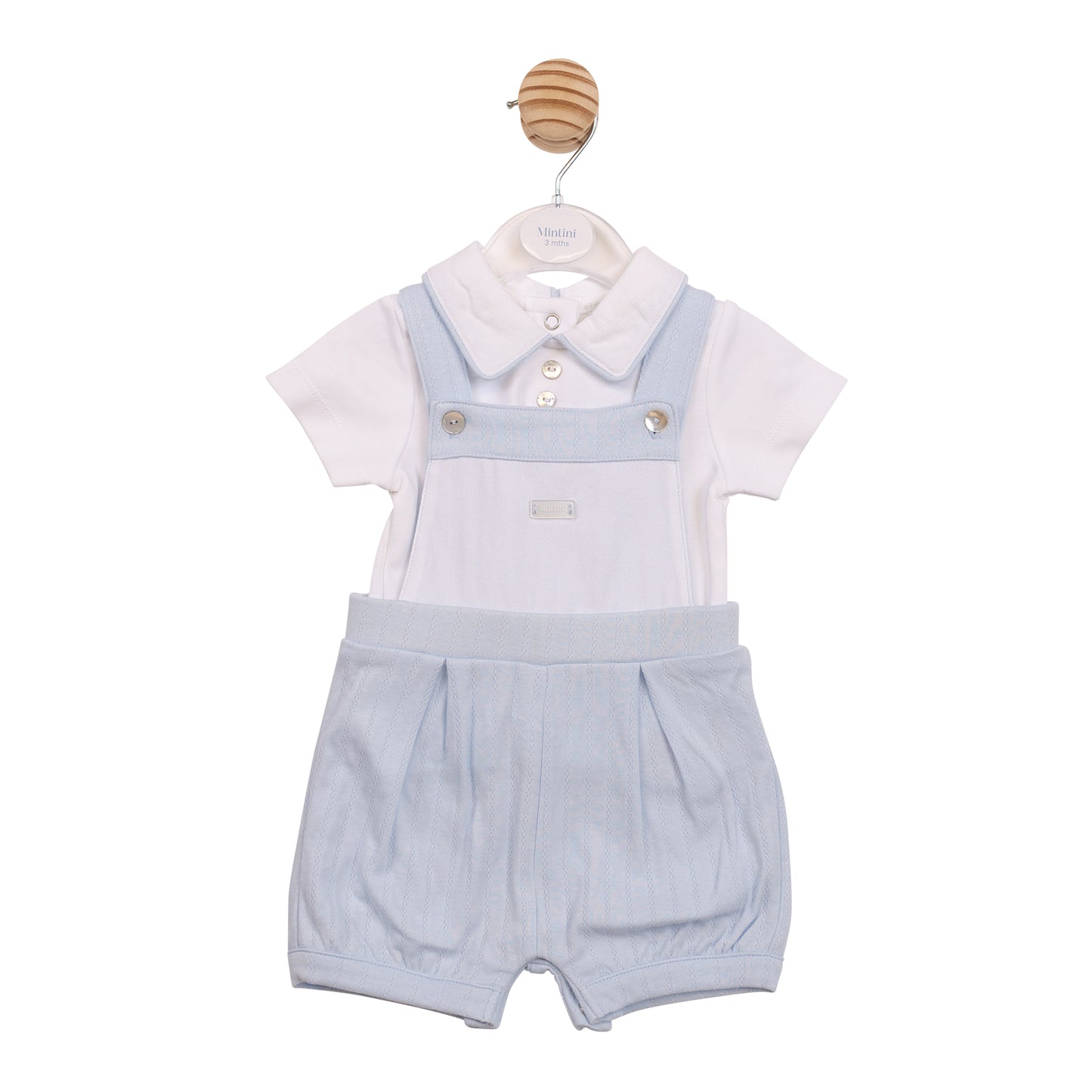 Mintini Baby Boys Blue Short Dungaree Set 6893
