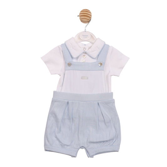 PRE ORDER Mintini Baby Boys Blue Short Dungaree Set 6893