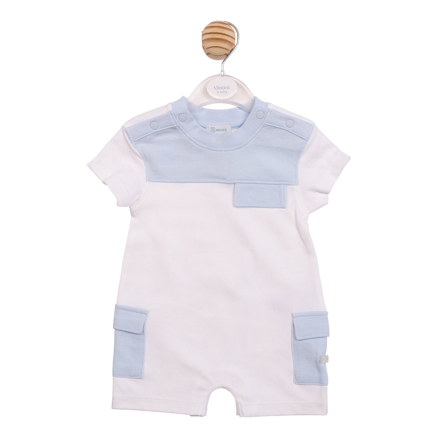 Mintini Baby Boy Blue Cargo Romper 6953