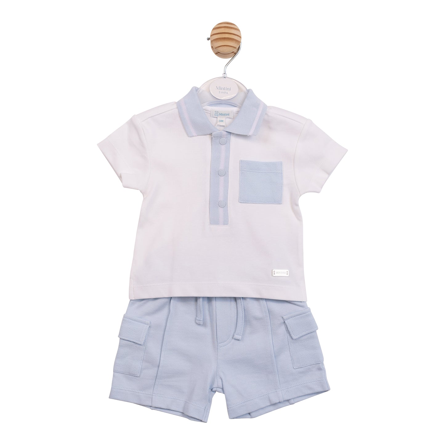 PRE ORDER Mintini Baby Boys Blue Polo Top & Shorts 6957