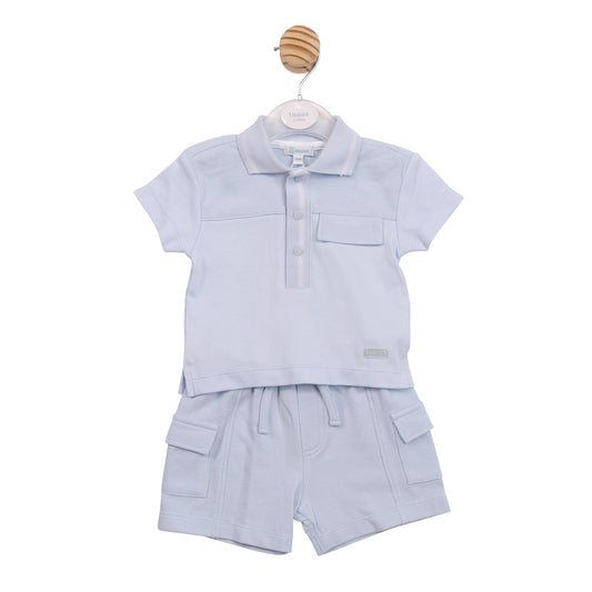PRE ORDER Mintini Baby Boys Blue Polo Top & Short Set 6958
