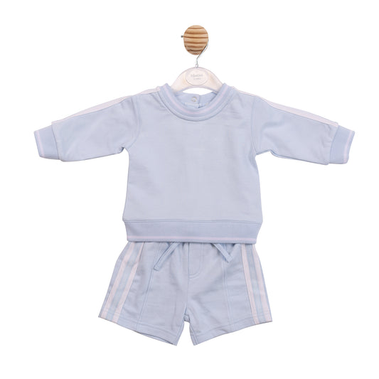 PRE ORDER Mintini Baby Boys Blue Sweatshirt & Short Set 6986