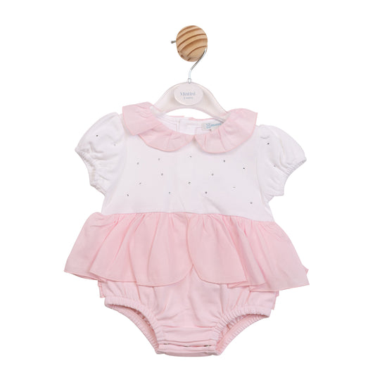 PRE ORDER Mintini Baby Girls Pink Diamante Romper 7091