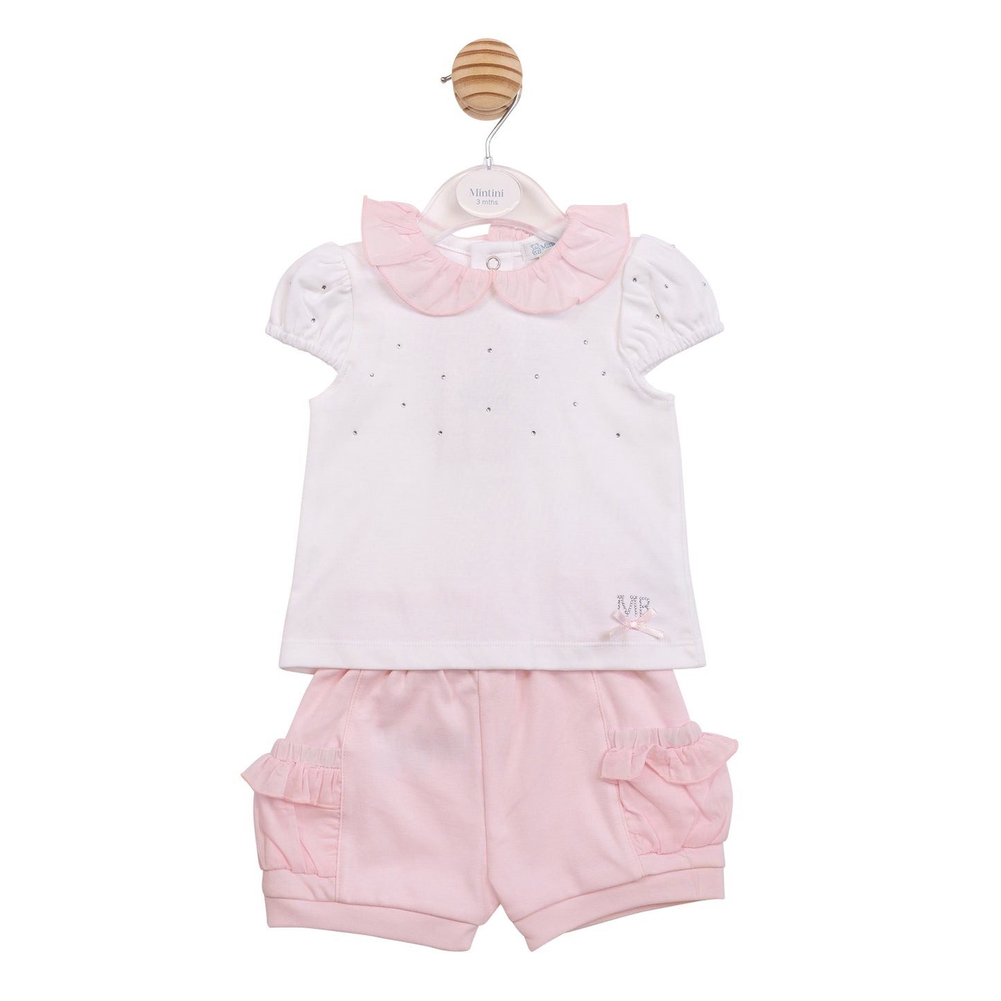 PRE ORDER Mintini Baby Girls Pink Ruffle Short Set 7095
