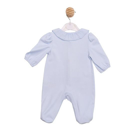 Mintini Baby Girls Blue Diamante Babygrow 7115