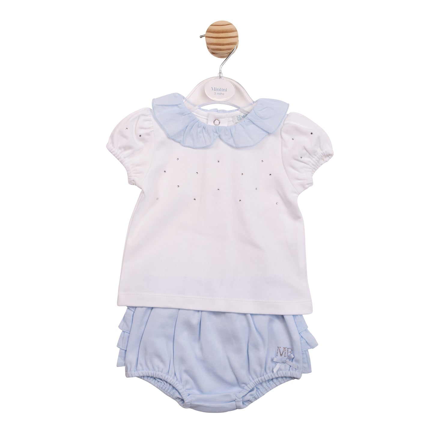 Mintini Baby Girl Blue Diamante Jam Pant Set 7119