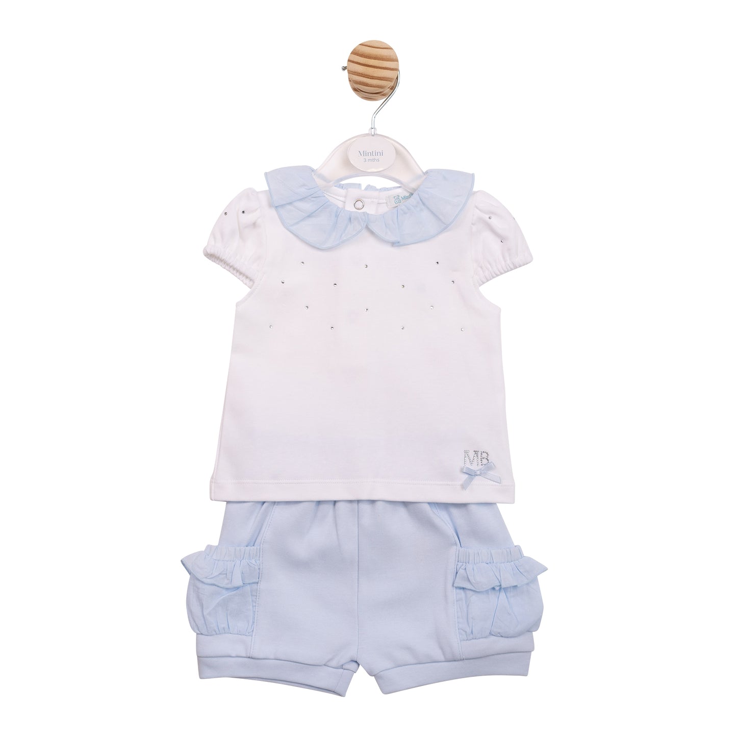 PRE ORDER Mintini Baby Girl Blue Ruffle Short Set 7121