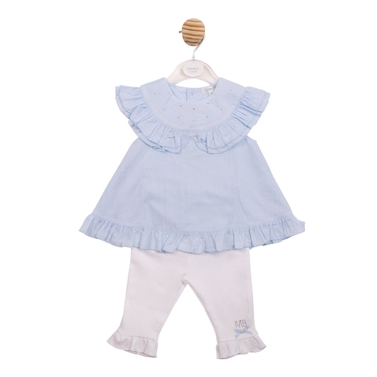 Mintini Baby Girls Blue Frill Legging Set 7122