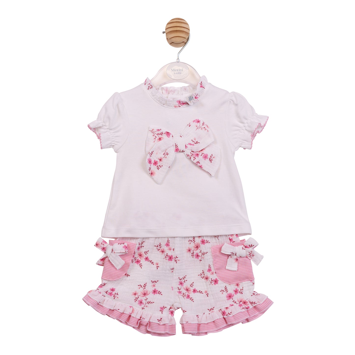 Mintini Baby Girls Pink Floral Short Set 7134