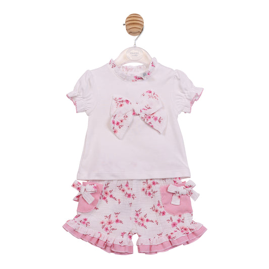 Mintini Baby Girls Pink Floral Short Set 7134