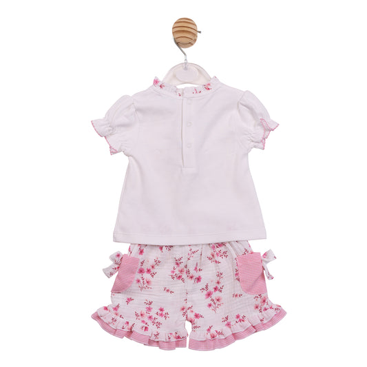 Mintini Baby Girls Pink Floral Short Set 7134