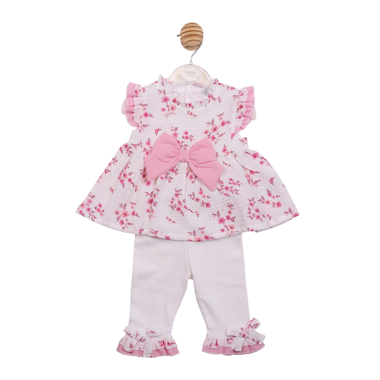 Mintini Baby Girls Pink Floral Legging Set 7135