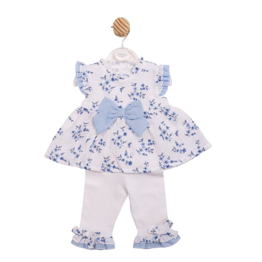 Mintini Baby Girls Blue Floral Legging Set 7143